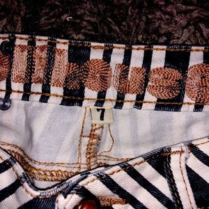 Pin stripe white and blue denim skinny jeans